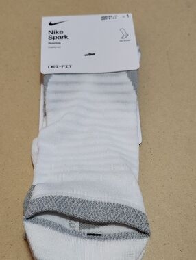 Nike Spark No-Show Athletic Socks - White with Gray Trim Unisex